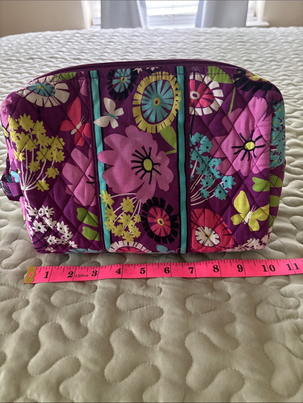 Vera Bradley Retired Flutterby Quilted Floral Lined Cosmetic Pouches Bags 2 - Picture 13 of 14